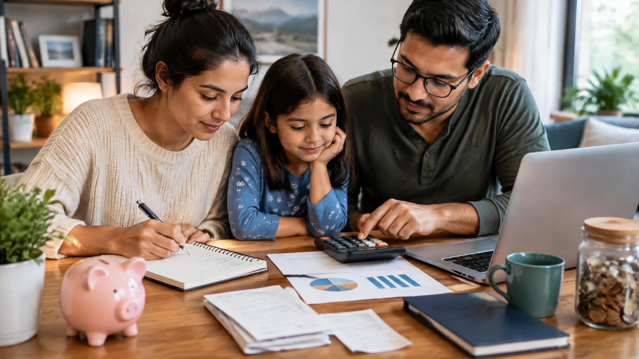person budgeting at home desk