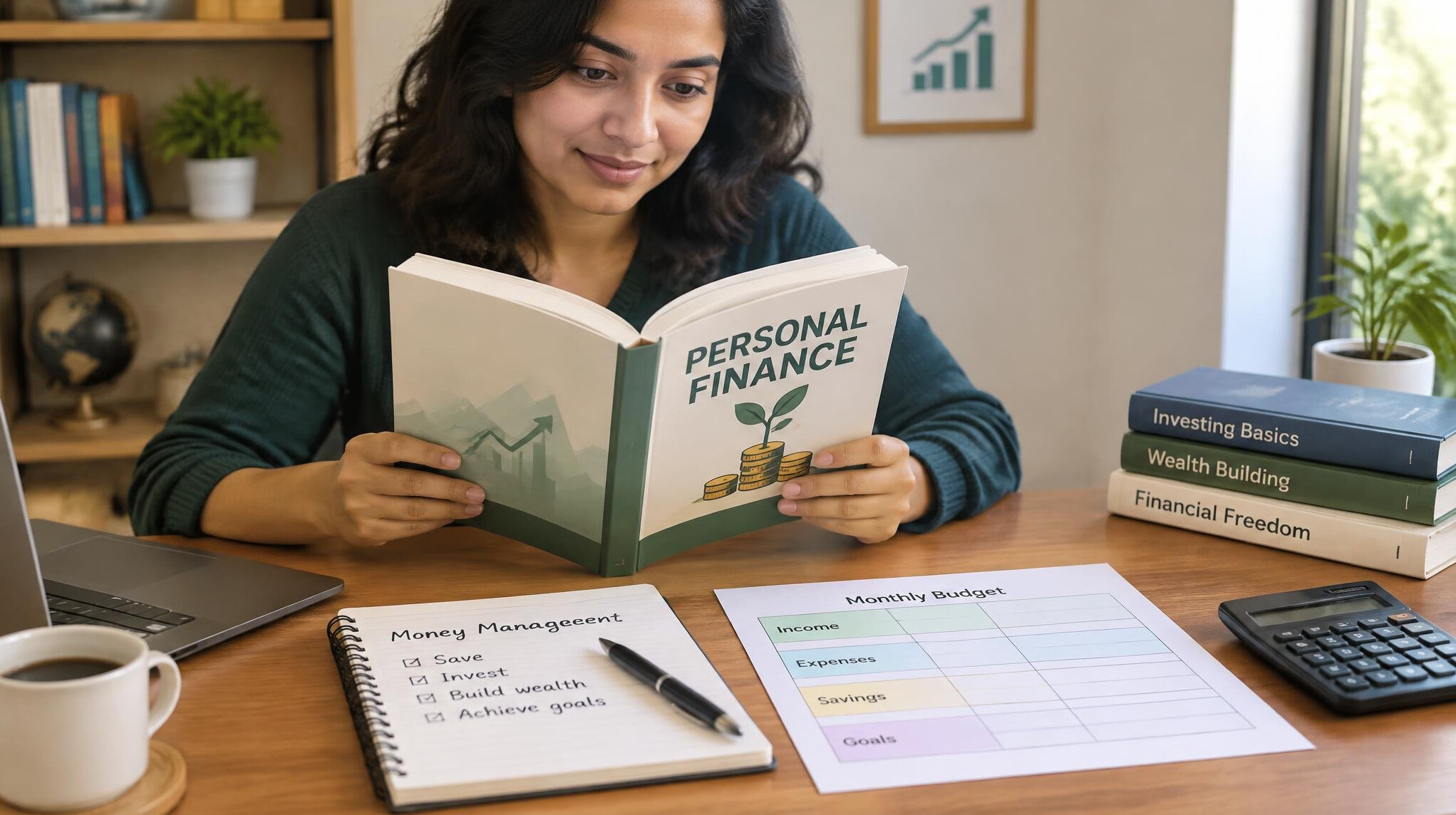 person reading financial book